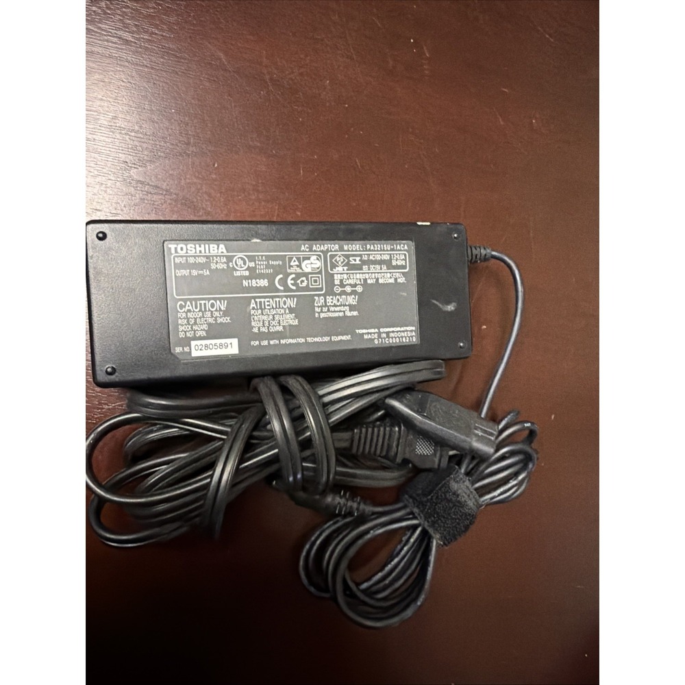 Toshiba AC Adapter Model PA3215U-1ACA Laptop Power Supply 15V 5A Black